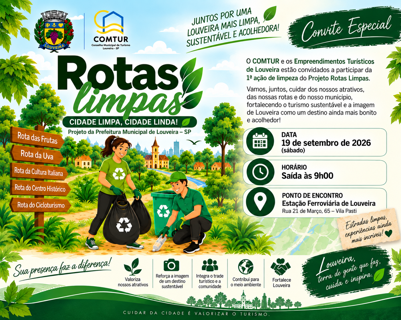 Caminhada de Conscientização do Projeto Rotas Limpas acontece neste sábado em Louveira